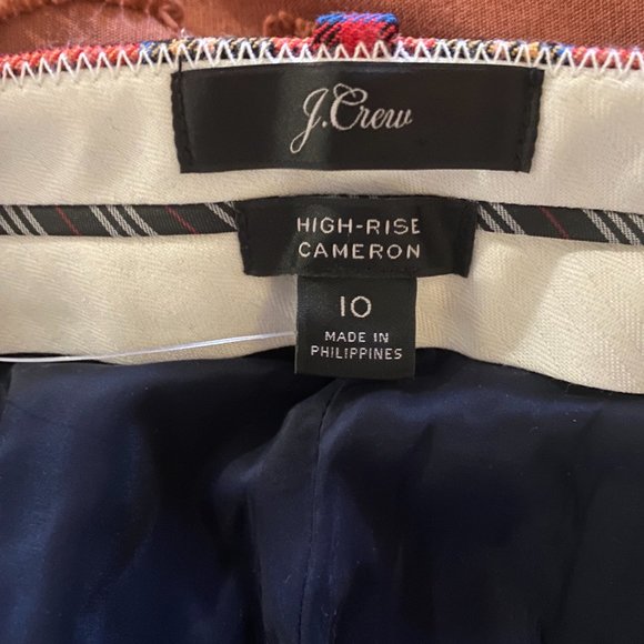 High Rise Red Tartan Plaid J.Crew Cameron Pants - Picture 3 of 3